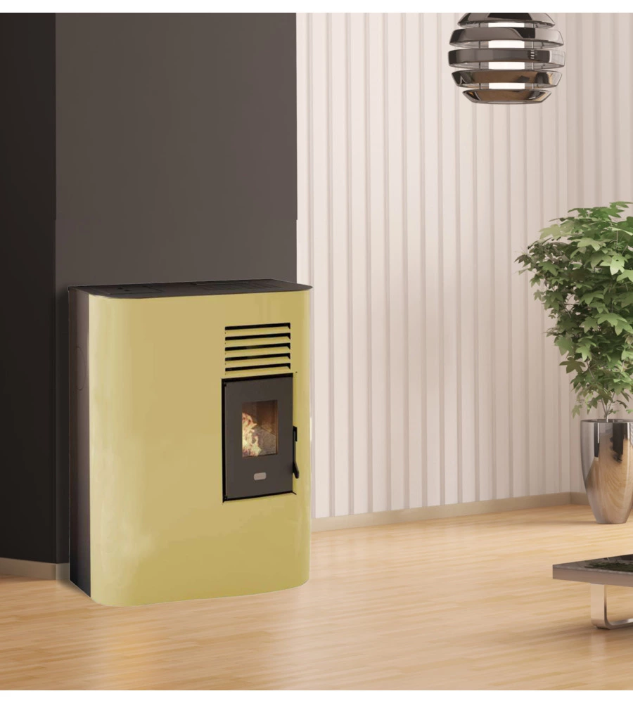 Stufa a pellet slim punto fuoco "ida" avorio 4,0  kw